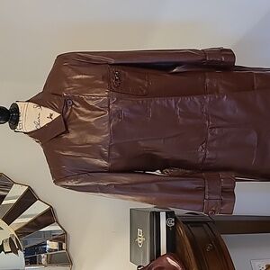 Etienne Aigner Dark Brown Leather Trench Coat VINTAGE 80S